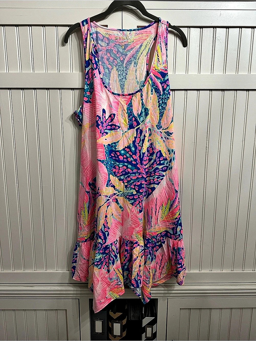Lilly Pulitzer Dixi Dress Floral Midi Pink & Blue XL